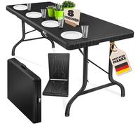 Table de buffet KESSER® pliable en plastique 183 x 76 cm aspect rotin Table de camping Table de fête Table pliante Table de jardin pour jardin, terrasse et balcon Pliable 6 personnes Poignée de transp