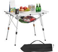 Table de buffet pliante VEVOR Table portable à usage général 90 cm, table rectangulaire en aluminium (pour 2-4 personnes) avec hauteur réglable & sac de transport, table de jardin table de camping pou
