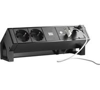 Table de bureau Bachmann 3 prises, 2 ports CE7/3, 3 ports USB, 1 clavier, câble de 0,2 m, noir