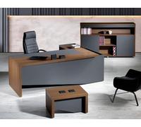 Table de bureau d'angle Bureau complet Set de 3 pièces en bois Meubles de bureau Gris