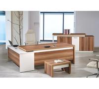 Table de bureau d'angle Bureau complet Set de 3 pièces en bois Meubles de bureau Marron