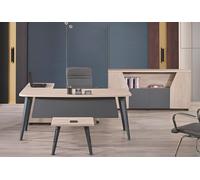 Table de bureau d'angle Table de travail Meuble de bureau complet 3pcs bois Set Gris