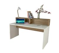 Table de bureau d'ordinateur coloris Blanc/chêne