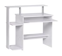 FineBuy Table d'Ordinateur 94x48,5x90,5 cm Blanche avec Tablette Clavier