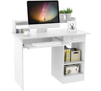 Table de Bureau Informatique - YAHEETECH - Blanc - Droit - Mat - Contemporain - Design