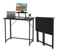 Table de Bureau Pliante - LDSZXNE - 80x45x75cm - Noir - Facile à assembler et à ranger - Avec une étagère