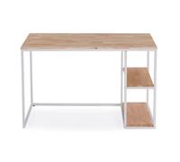 Table de bureau rectangulaire avec étagère coloris chêne / blanc - Longueur 120 x largeur 60 x hauteur 75 cm