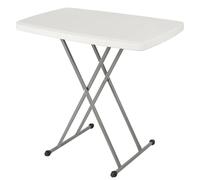 Table de camping et de jardin - Table rectangulaire pliante - Hauteur réglable : 51/63/74 cm - Dimensions : 76 x 50 cm - Pour 2 personnes - Blanc