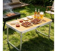 Table de camping grill avec pieds réglables en hauteur, tables à manger portables, bureau de travail aluminium le camping pique-nique barbecue cuisine table utilitaire à tréteaux la randonnée(118cm)