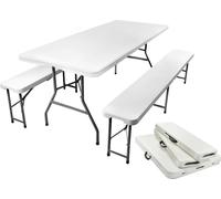 Table de camping Meubles de camping Mallette de pique-nique 180x74x74cm Set de 2 tables de buffet Table de jardin pliable 3257