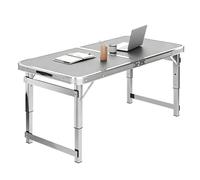 Table de Camping Pliante Bureau d'ordinateur Portable, Table à tréteaux en Aluminium léger Tables de Pique-Nique Pliantes établi de préparation des Aliments pour Grill, Plage, Voyage(Gray,4.9ft/150cm)