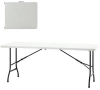 Table de camping pliante, table pliante de 180x74 cm, table de jardin pour 6 à 8 personnes, table pliante, table de buffet, portable, en aluminium et en plastique