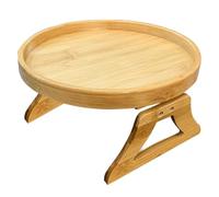 Table de canapé - En bois de qualité supérieure - Texture lisse - Design à clip pliable - Poignée stable - Plateau latéral rond - Idéal pour les boissons et les collations - Accessoire pour dortoir