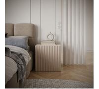 Table de chevet 1 porte avec façade à lamelles rainurées - SUNDS - 50 cm - beige cachemire