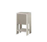 Table de chevet 1 porte - L.30 cm - Blanc et Taupe