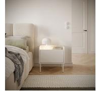 Table de chevet 1 portes - TOVI- blanc/ chêne linberg - 50 cm