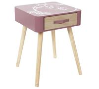 Table de chevet 1 tiroir en bois MONSIEUR MADAME série MME PRINCESSE rose