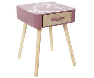 Table de chevet 1 tiroir en bois MONSIEUR MADAME série MME PRINCESSE rose