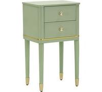 Table de chevet 2 tiroirs Camille L. 40 x l. 30 x H. 71 cm Vert & Or Vert