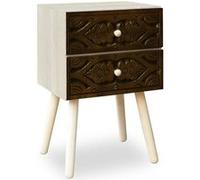 Table de Chevet 2 Tiroirs Tomina 42cm Marron