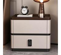 Table de Chevet, 2 Tiroirs Meuble Nuit Intelligent Serrure à Mot de Passe | Simili-cuir Microfibre Rangement Chevet, Coins Arrondis, pour Chambre et Dortoir Étudiant(Brown,40cm/16in)