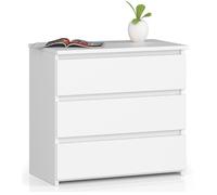 Table de Chevet - 3 Tiroirs - 57x60x35 cm - Blanc