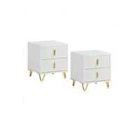 table de chevet à 2 tiroirs blanc 63x46.5x47.3cm fonctionnel fbt115-wx2