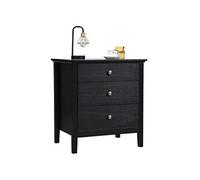 Table de Chevet à 3 Tiroirs, 60 cm x 45 cm x 66 cm, Table de Nuit avec Grand Espace, Style Elégant, Table d'Appoint, Noir