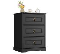 Table de chevet à 3 tiroirs - Petite commode d'appoint - Bois - Design moderne - 45,5 x 38 x 64 cm - Noir