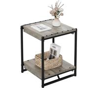 Table de chevet à deux niveaux - Table d'appoint pour canapé/lit - Structure en métal - Hauteur 60,7 cm - Pour salon et chambre - Facile à assembler - Gris