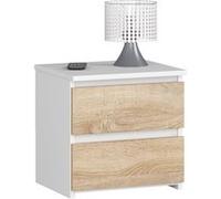 Table de chevet AKORD CL2 Blanche 40 cm 2 tiroirs façade Chêne Sonoma 40x35x40 cm Blanc / Chêne Sonoma G