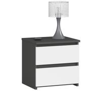 Table de chevet AKORD CL2 Gris Graphite 40 cm 2 tiroirs façade Blanche 40x35x40 cm