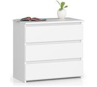 Table de chevet AKORD CL3 Blanche 60 cm 3 tiroirs façade Blanche 60x35x57 cm