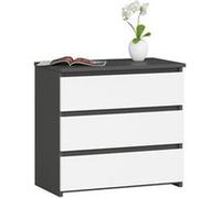 Akord Commode 3 Tiroirs Gris Graphite/Blanc 60X35X57