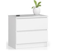 Table de chevet AKORD K60 Blanche 60 cm 2 tiroirs façade Blanche 60x40x55 cm