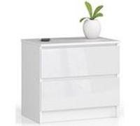 Akord Commode 2 Tiroirs Blanc/Blanc Brillant 60X40X55