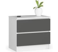 AKORD K60 Commode avec 2 tiroirs pour Le Salon, la Chambre, Le Bureau Design Fonctionnel Moderne 60 x 55 x 40 cm (l x H x P) Poids 20 kg Blanc/Gris Graphite