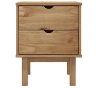 Table de chevet - AKOZON - OTTA - Bois de pin massif - 2 tiroirs - Style scandinave moderne