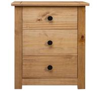 Table de chevet - AKOZON - Panama - Bois de pin massif - 3 tiroirs - 46x40x57 cm