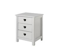 Vipack Table de chevet Amor – en bois, 3 tiroirs – Blanc