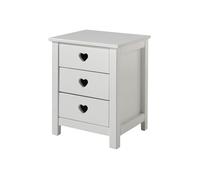 Delamaison Amor Table de Chevet en Bois avec 3 Tiroirs, Blanc