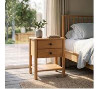 Table de chevet APOANA H 54 cm en Bois massif coloris chêne avec 2 Tiroirs et 1 Étagère inférieure