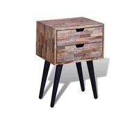 Vidaxl Table De Chevet Avec 2 Tiroirs Bois De Teck Recyclé