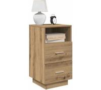 vidaXL Table de chevet chêne artisanal 2 tiroirs 36x36x68 cm