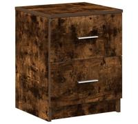 Table de chevet avec 2 tiroirs chêne fumé 40 x 36 x 50 cm en aggloméré | Poignées pratiques, surface lisse, facile à nettoyer, hauteur confortable, fixation murale incluse, assemblage requis