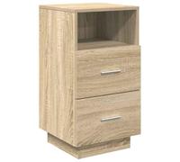 Table de chevet avec 2 tiroirs chêne Sonoma 36 x 36 x 68 cm | Panneau de particules, compartiment ouvert, poignées pratiques, fixation murale incluse, 60 kg au total, 5 kg par tiroir