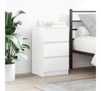 vidaXL Table de Chevet avec 3 tiroirs Blanc 39x35x65 cm, Table d'appoint, Armoire de lit, Table d'appoint pour la Chambre, Table de Nuit, Table de lit