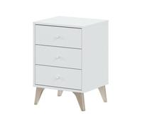 Table de chevet avec 3 tiroirs coloris blanc Artic - Hauteur 56 x Longueur 40 x Profondeur 33 5 cm