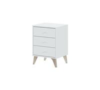 Table de chevet avec 3 tiroirs coloris blanc Artic - Hauteur 56 x Longueur 40 x Profondeur 33,5 cm