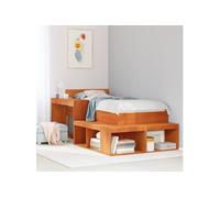 Table de chevet avec bureau cire marron bois de pin massif Marron G
